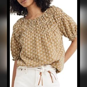 Madewell Yellow Floral Ruffle Blouse